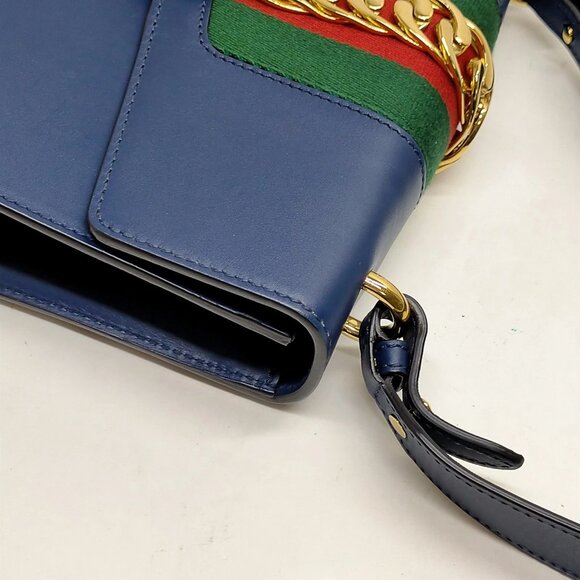 Gucci Sherry Line Navy Blue Leather Shoulder Bag mon-707-091325 - Picture 7 of 16